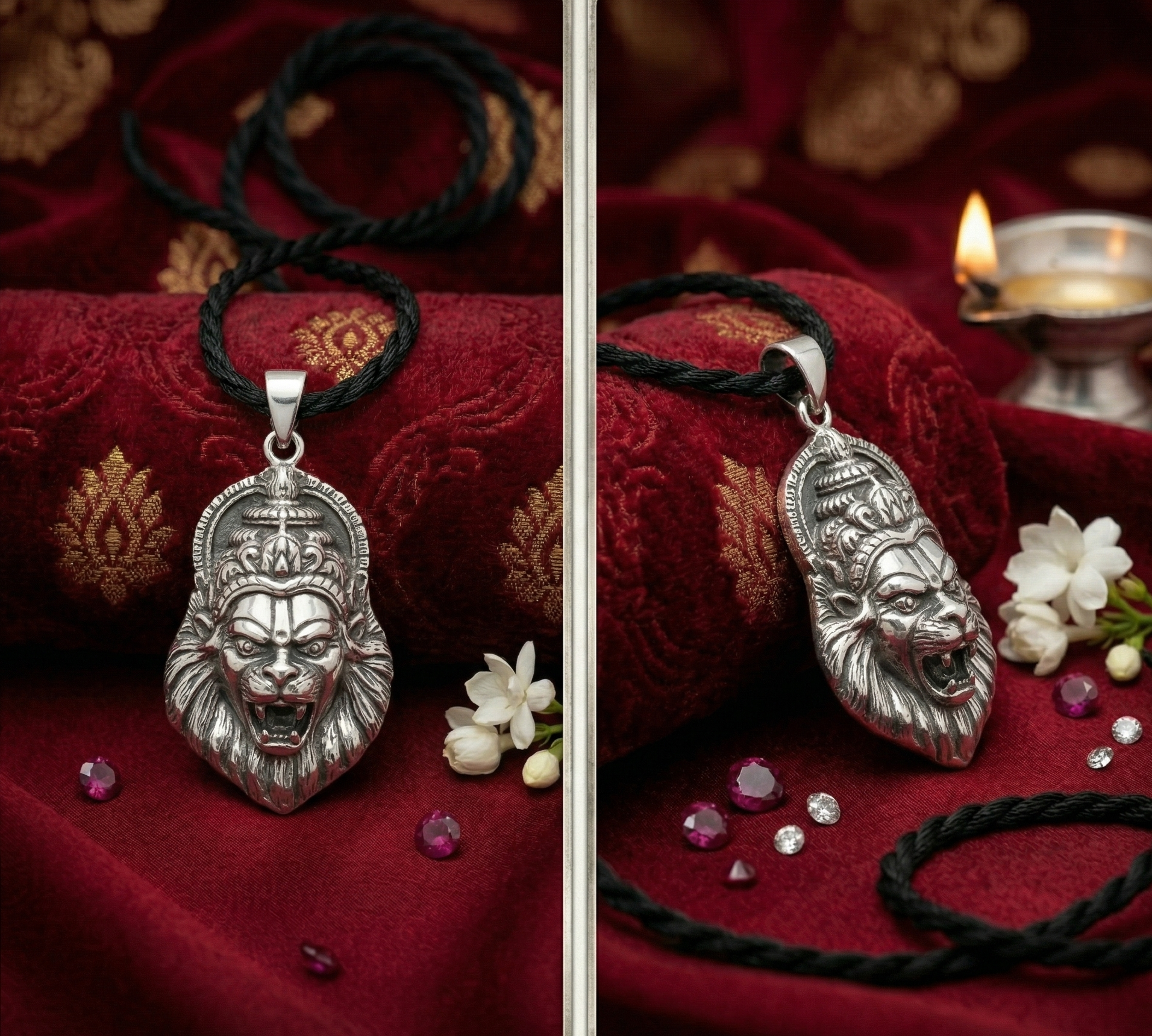 Divine Narsimha Locket with Black Thread – Energized & Blessed for Protection