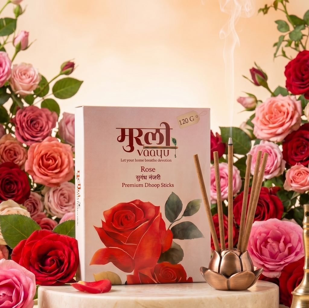 Rose Dhoop Sticks 120g by Murli Vaayu | Premium Bambooless Incense
