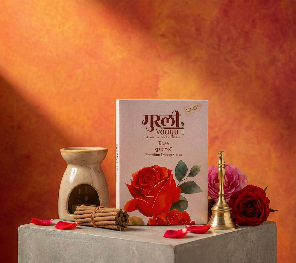Rose Dhoop Sticks 120g by Murli Vaayu | Premium Bambooless Incense