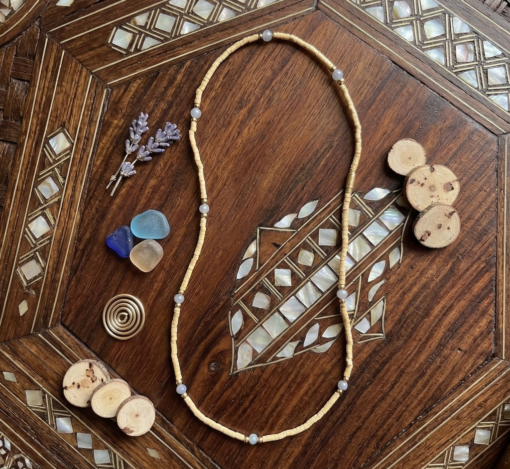Tulsi Mala with Blue Beads – Spiritual Chanting Necklace for Peace & Protection