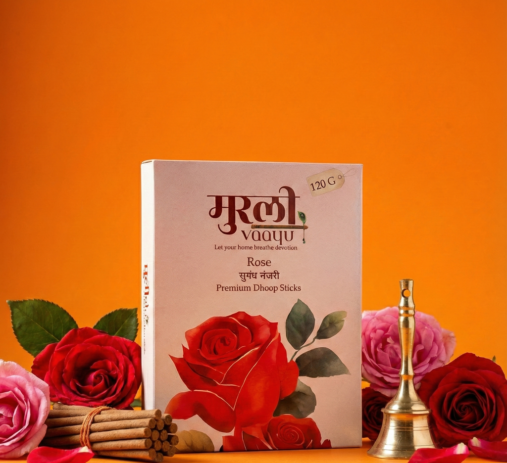 Rose Dhoop Sticks 120g by Murli Vaayu | Premium Bambooless Incense