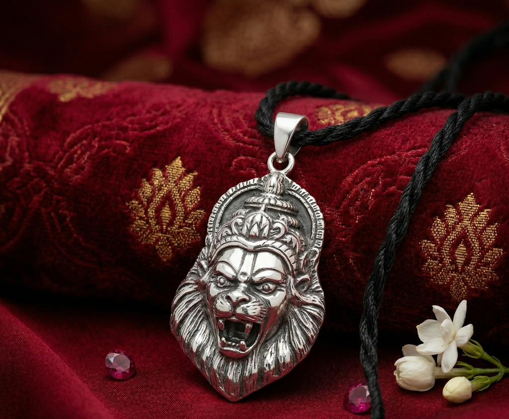 Divine Narsimha Locket with Black Thread – Energized & Blessed for Protection