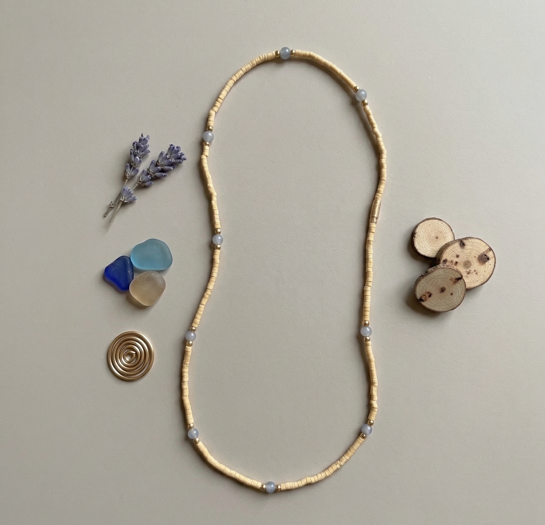 Tulsi Mala with Blue Beads – Spiritual Chanting Necklace for Peace & Protection