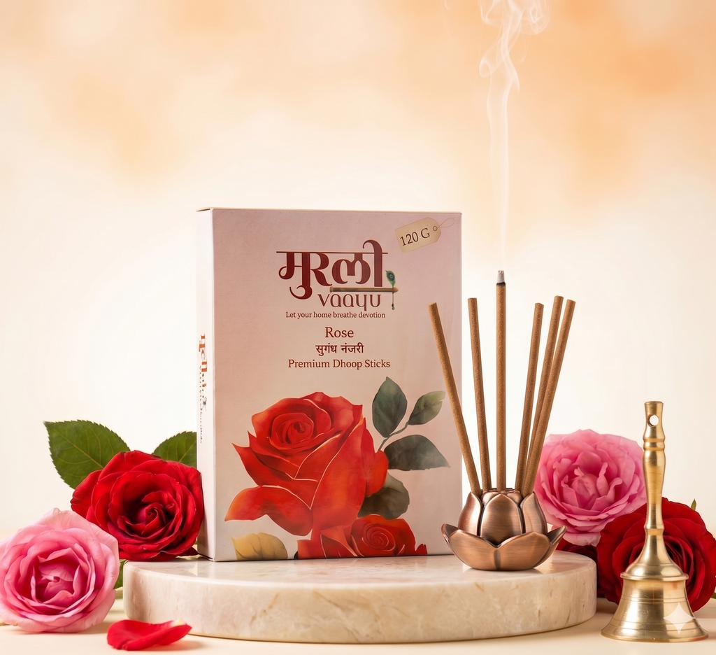 Rose Dhoop Sticks 120g by Murli Vaayu | Premium Bambooless Incense