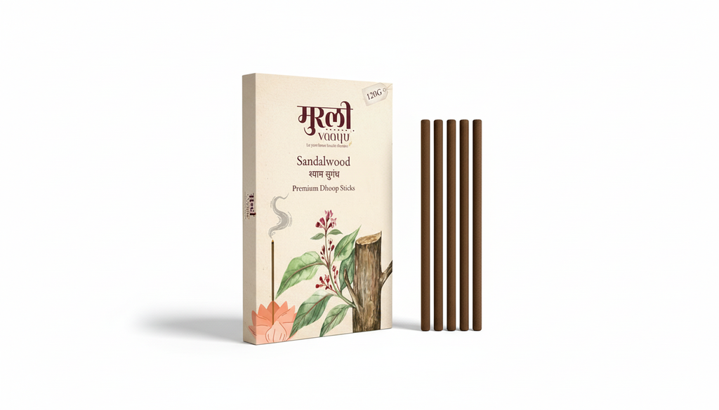 Premium Sandalwood Bambooless Dhoop Sticks, Natural Ingredients, 120g