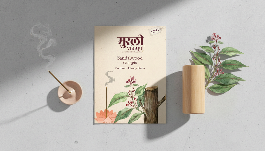 Premium Sandalwood Bambooless Dhoop Sticks, Natural Ingredients, 120g