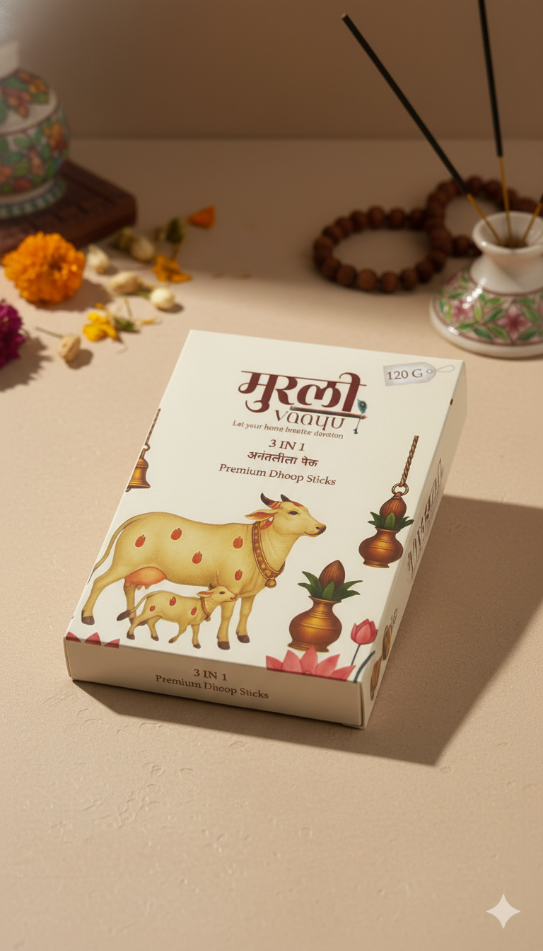 AnantLeela 3-in-1 Premium Dhoop Stick Combo – Bambooless, 120g | Rose, Jasmine & Sandalwood - Image 3