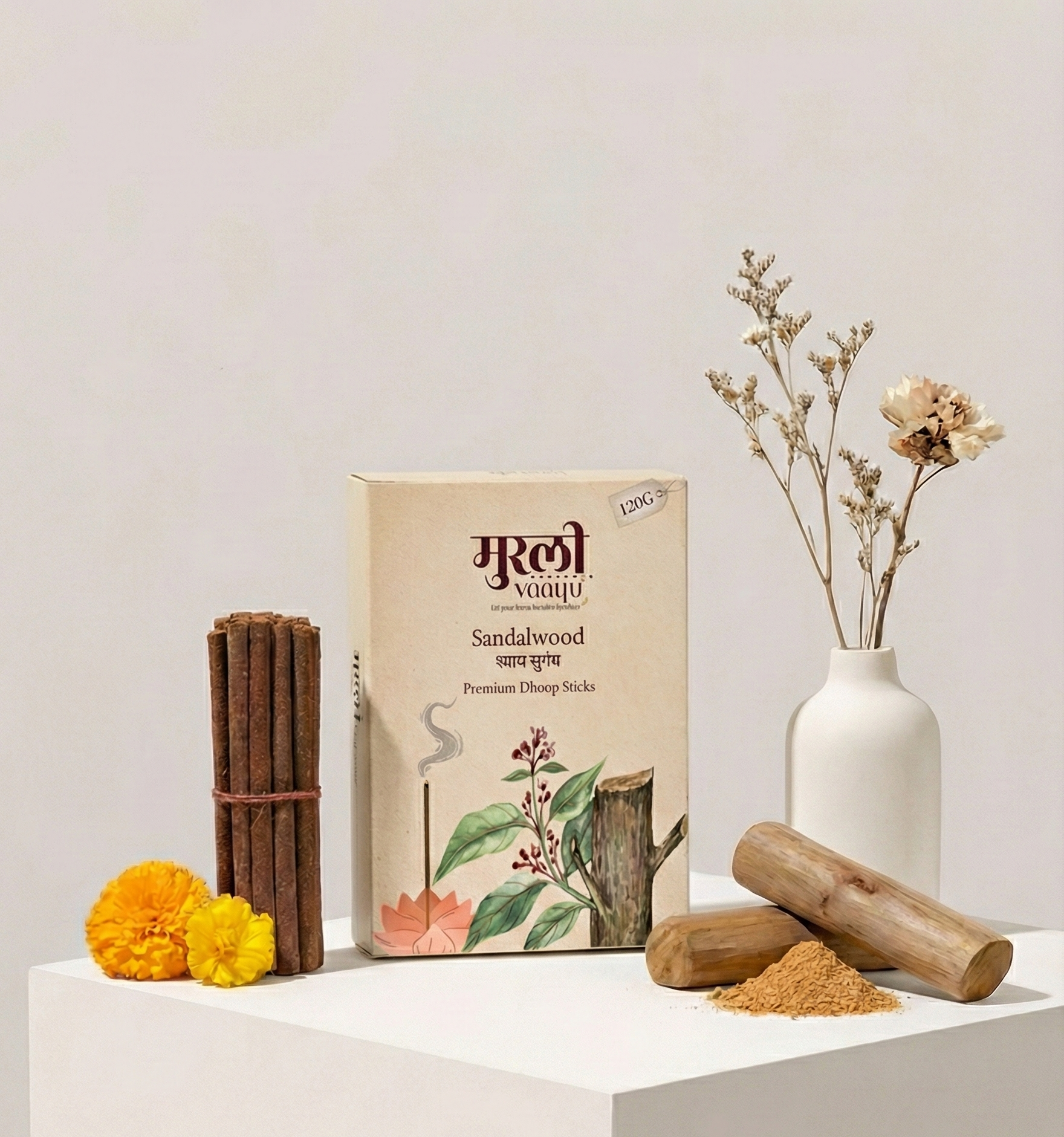 Premium Sandalwood Bambooless Dhoop Sticks – 120g | Long-Lasting Aromatic Incense for Puja & Meditation - Image 2