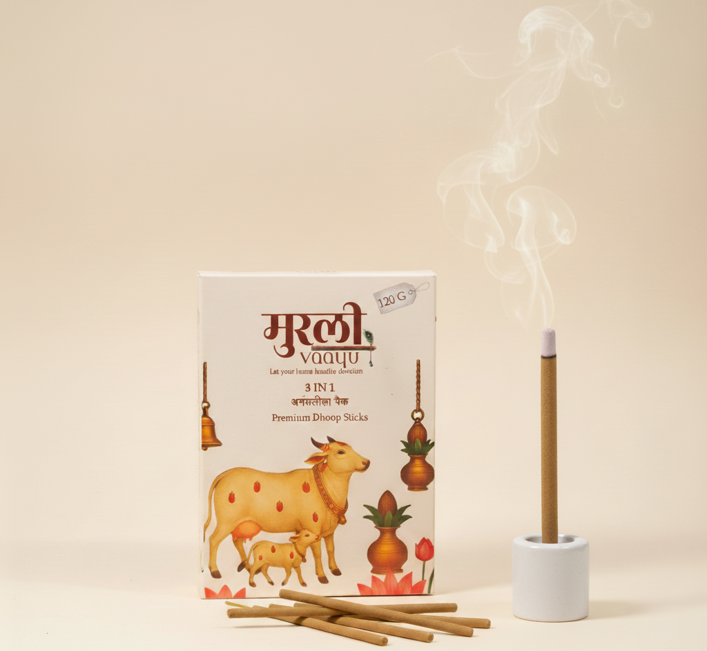 AnantLeela 3-in-1 Premium Dhoop Stick Combo – Bambooless, 120g | Rose, Jasmine & Sandalwood